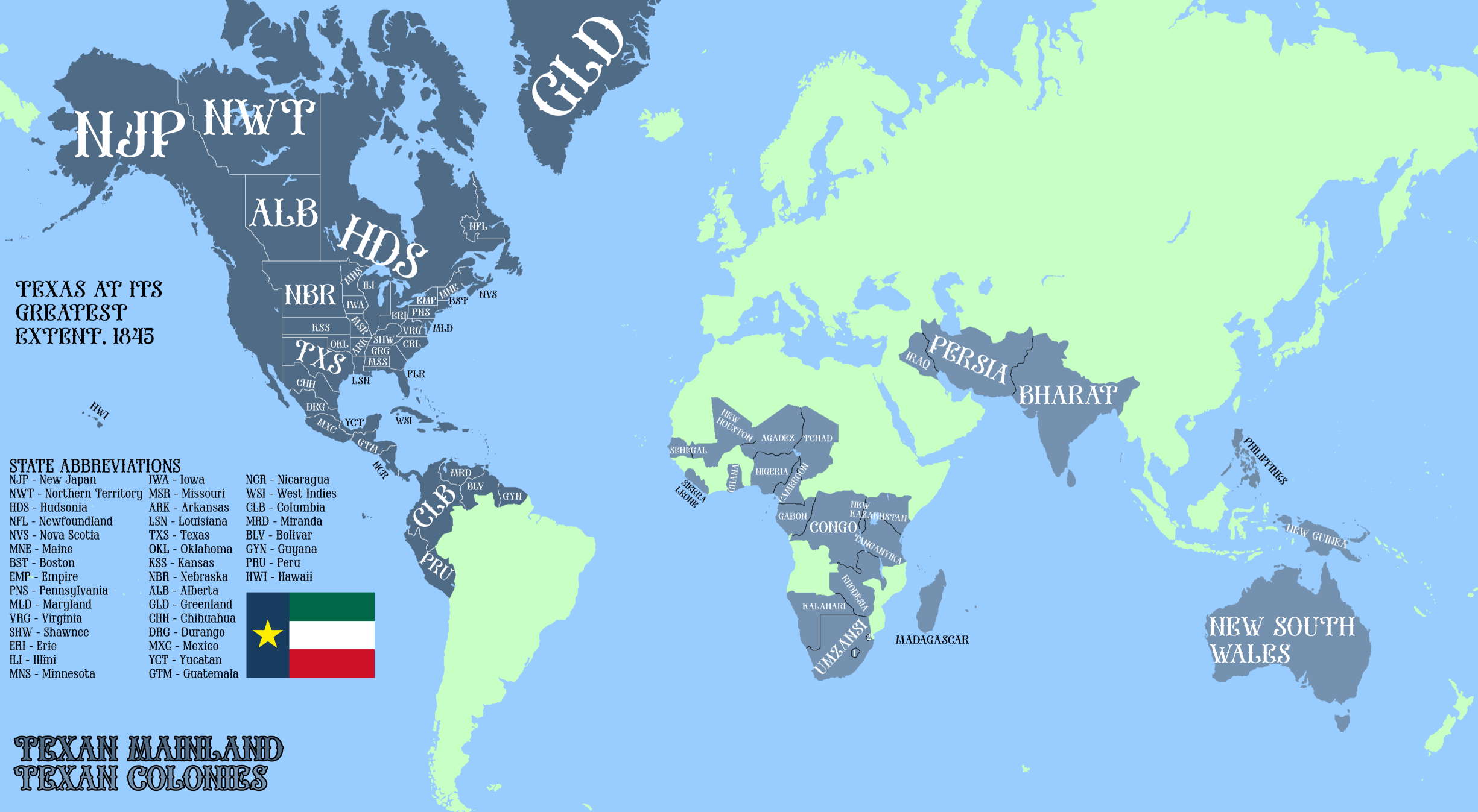 Texas at its greatest extent, 1845 Blank Meme Template