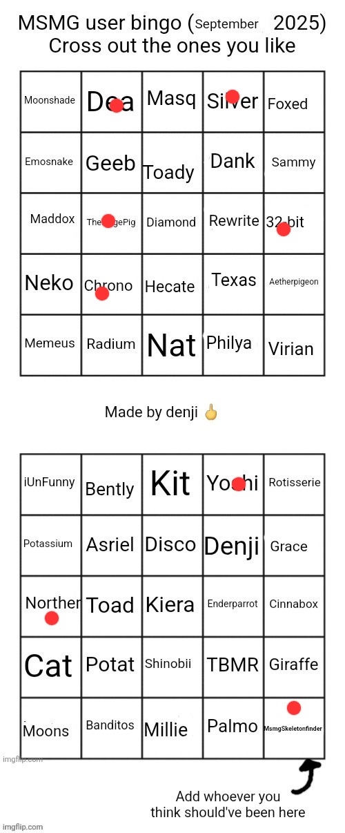 MSMG user bingo (September 2025) cross the one you like | MsmgSkeletonfinder | image tagged in msmg user bingo september 2025 cross the one you like | made w/ Imgflip meme maker