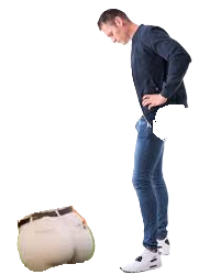 Guy without but looking at a butt on the floor Blank Meme Template