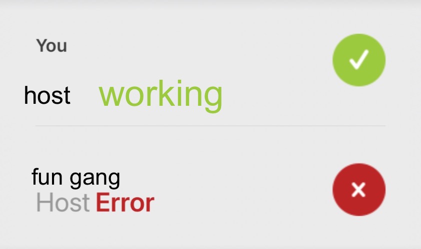 host error | host working fun gang | image tagged in host error | made w/ Imgflip meme maker