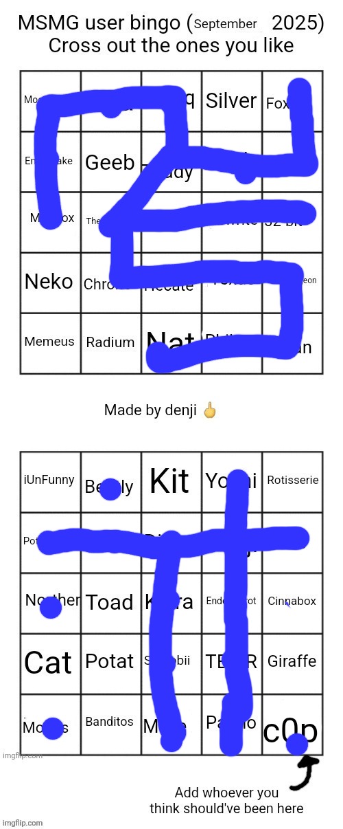 MSMG user bingo (September 2025) cross the one you like | c0p | image tagged in msmg user bingo september 2025 cross the one you like | made w/ Imgflip meme maker