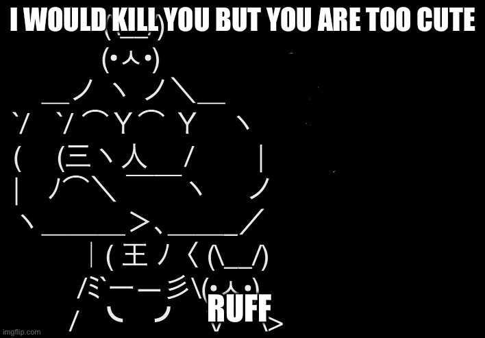 If you were not cute I would… | I WOULD KILL YOU BUT YOU ARE TOO CUTE; RUFF | image tagged in buff bunny | made w/ Imgflip meme maker