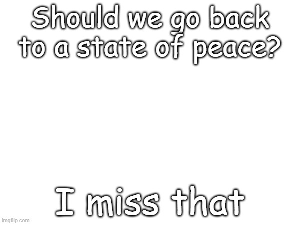 sans on topic | Should we go back to a state of peace? I miss that | made w/ Imgflip meme maker