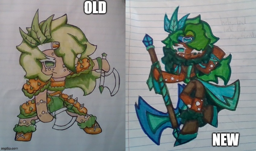 Redesigned Spearmint Cookie, light-colored dough just didnt seem right so i darkened her. | OLD; NEW | made w/ Imgflip meme maker