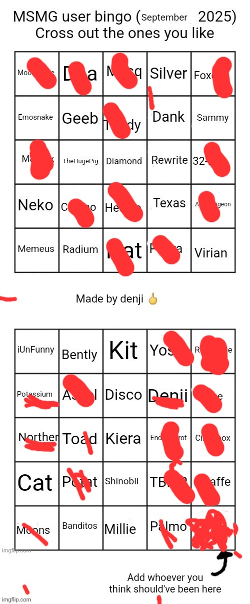 MSMG user bingo (September 2025) cross the one you like | image tagged in msmg user bingo september 2025 cross the one you like | made w/ Imgflip meme maker