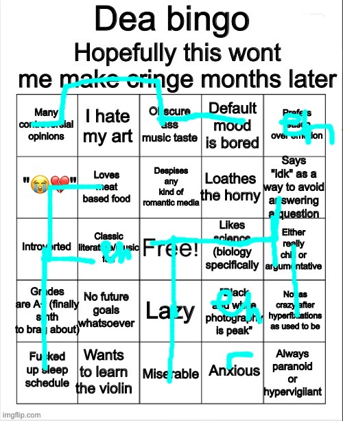 Dea bingo | image tagged in dea bingo | made w/ Imgflip meme maker