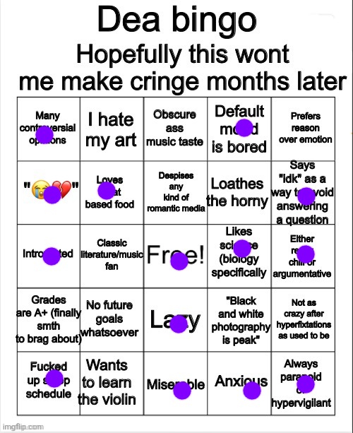 Dea bingo | image tagged in dea bingo | made w/ Imgflip meme maker