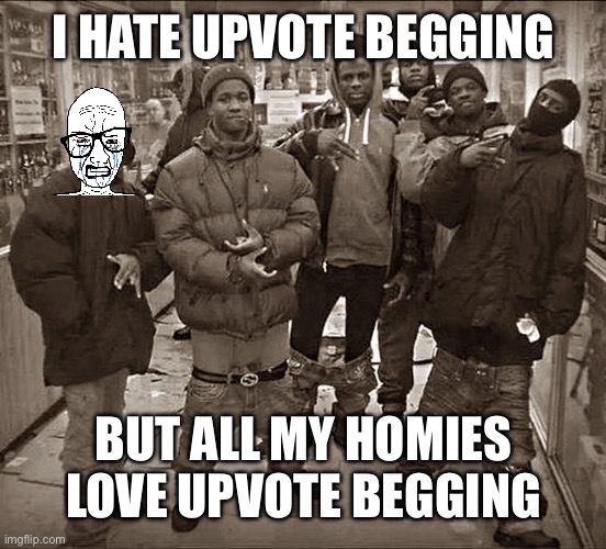 Upvote begging | I HATE UPVOTE BEGGING; BUT ALL MY HOMIES LOVE UPVOTE BEGGING | image tagged in all my homies hate | made w/ Imgflip meme maker