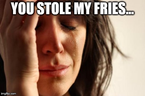 First World Problems Meme | YOU STOLE MY FRIES... | image tagged in memes,first world problems | made w/ Imgflip meme maker