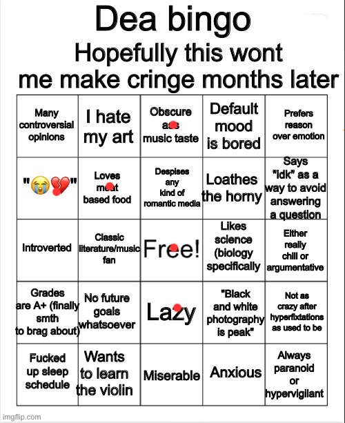 It’s crazy how much dea and me are different and still friends | image tagged in dea bingo | made w/ Imgflip meme maker
