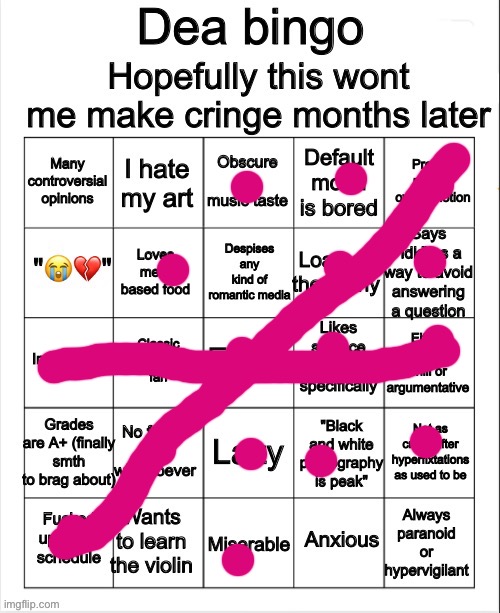 Dea bingo | image tagged in dea bingo | made w/ Imgflip meme maker