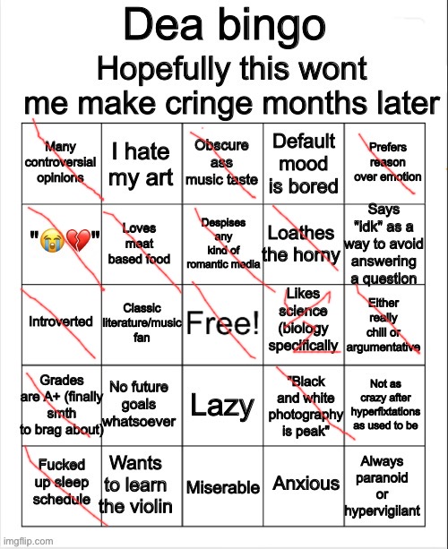 Dea bingo | image tagged in dea bingo | made w/ Imgflip meme maker