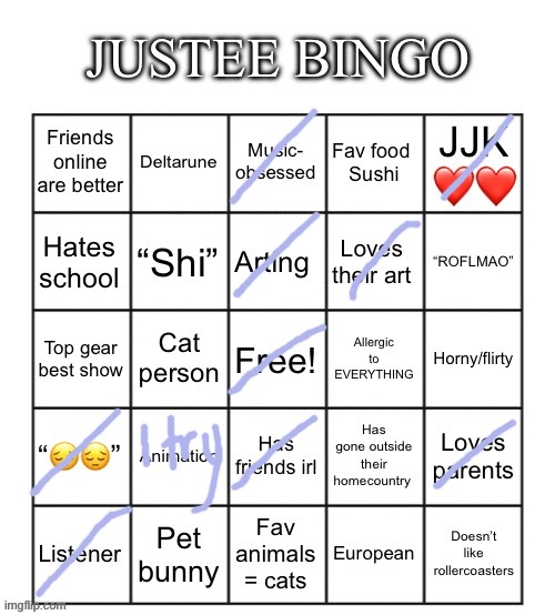 Justee bingo | image tagged in justee bingo | made w/ Imgflip meme maker