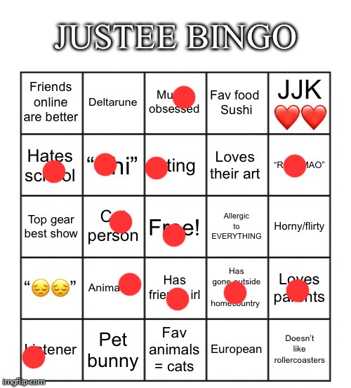 7/10 | image tagged in justee bingo | made w/ Imgflip meme maker