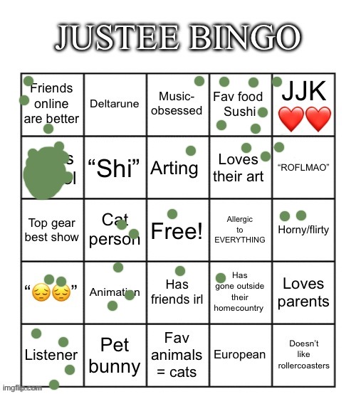 ;3 | image tagged in justee bingo | made w/ Imgflip meme maker