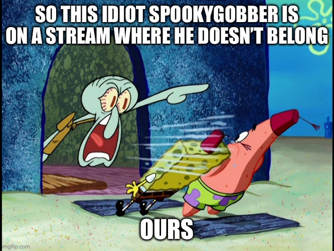 Tell this guy to shut up and leave | SO THIS IDIOT SPOOKYGOBBER IS ON A STREAM WHERE HE DOESN’T BELONG; OURS | image tagged in get out of my house,anti furry | made w/ Imgflip meme maker