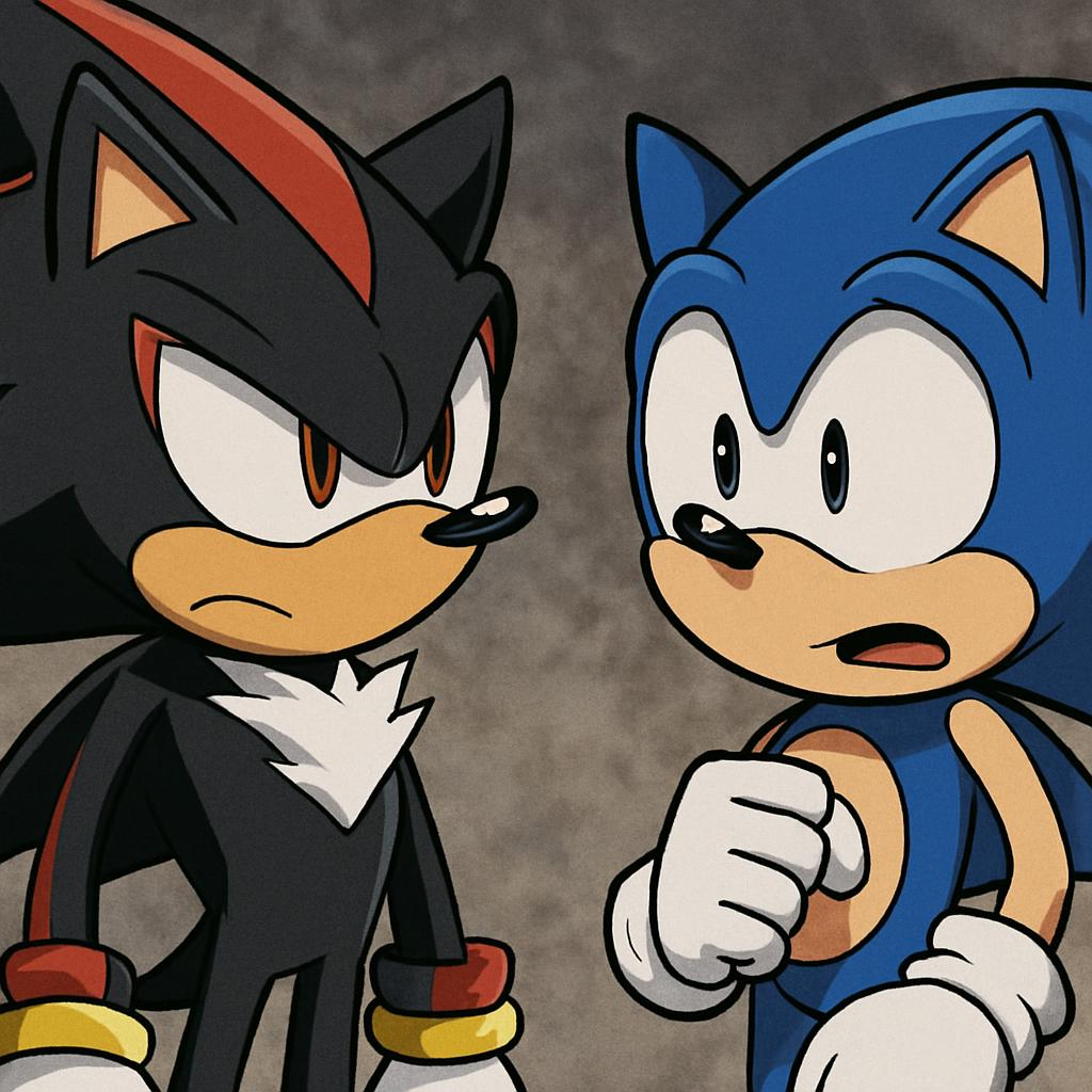 Sonic staring at disbelief at shadow Blank Meme Template