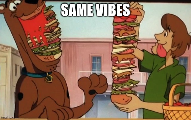 Shaggy and Scooby eating | SAME VIBES | image tagged in shaggy and scooby eating | made w/ Imgflip meme maker