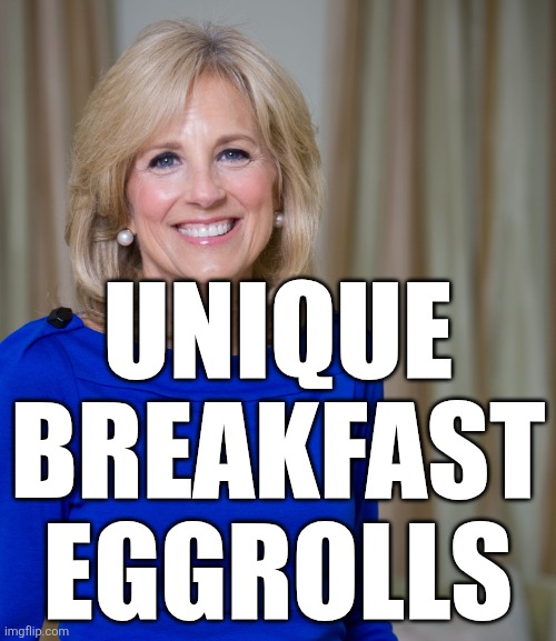 dr jill biden joes wife | UNIQUE BREAKFAST EGGROLLS | image tagged in dr jill biden joes wife | made w/ Imgflip meme maker
