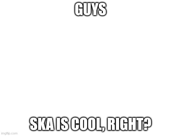 GUYS; SKA IS COOL, RIGHT? | image tagged in music,blank white template | made w/ Imgflip meme maker