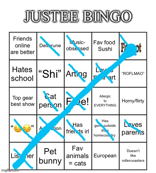 Bingo! | image tagged in justee bingo | made w/ Imgflip meme maker