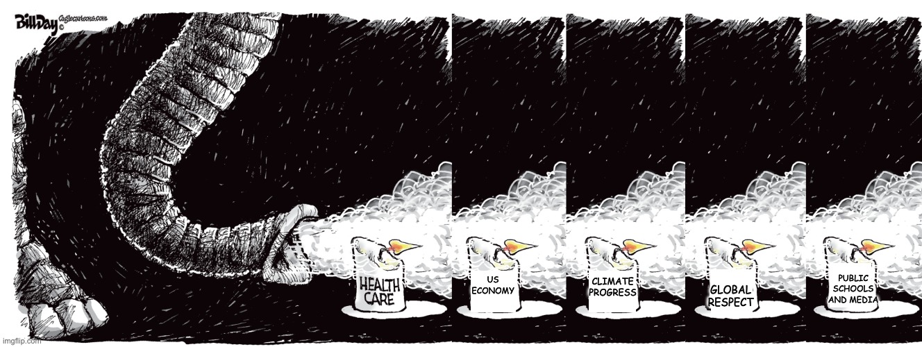Dominoes into a dark age | CLIMATE
PROGRESS; GLOBAL
RESPECT; PUBLIC
SCHOOLS
AND MEDIA; US ECONOMY | image tagged in decline,us,idiocracy,gop,budget | made w/ Imgflip meme maker