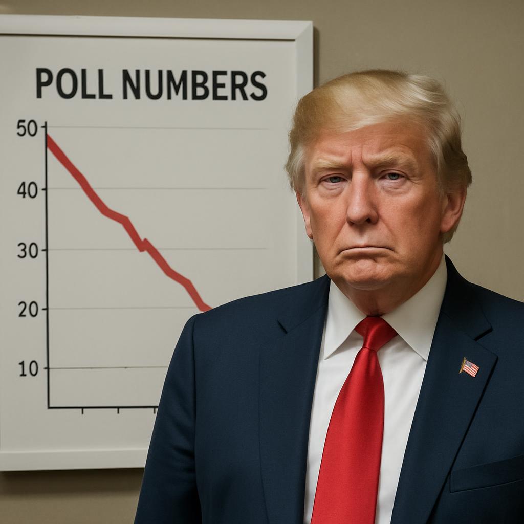 Donald Trump posing in front of a chart that shows his poll numb Blank Meme Template