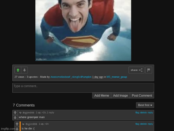 he is die | made w/ Imgflip meme maker