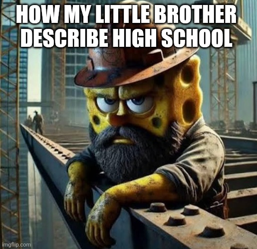 HOW MY LITTLE BROTHER DESCRIBE HIGH SCHOOL | image tagged in memes,school,humor | made w/ Imgflip meme maker