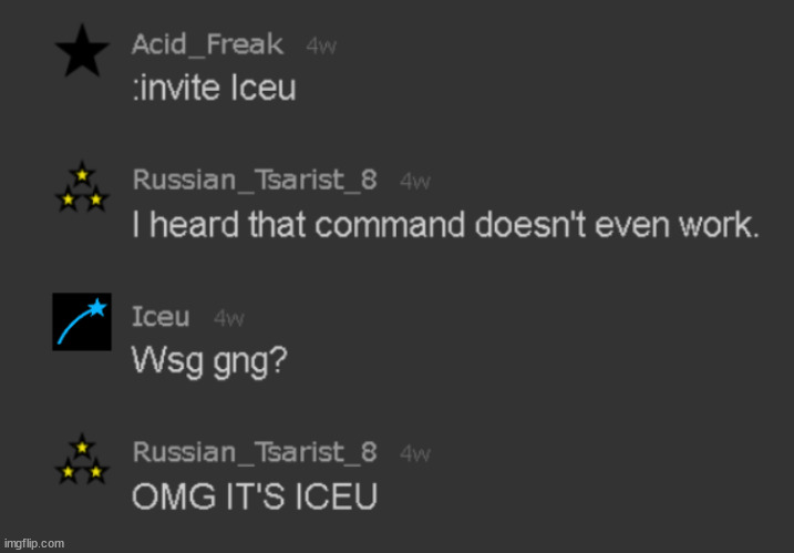 Iceu is back and the :invite command works. | made w/ Imgflip meme maker