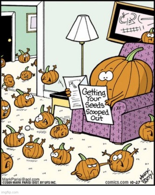 Off the Mark | image tagged in comics,off the mark,pumpkins,seeds,scooped out,kids | made w/ Imgflip meme maker
