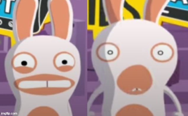 Realizing Rabbid | image tagged in realizing rabbid | made w/ Imgflip meme maker