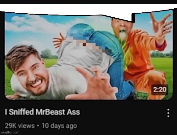 I Sniffed MrBeast Ass | image tagged in i sniffed mrbeast ass | made w/ Imgflip meme maker