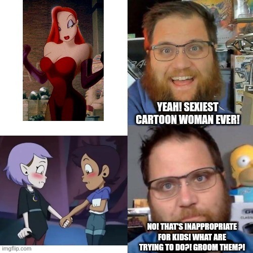 Disney has had overly sexualized characters in kids cartoons a long time before LGBTQ+ cartoon characters | image tagged in you made it political,disney,the owl house,jessica rabbit,conservative hypocrisy,cartoons | made w/ Imgflip meme maker