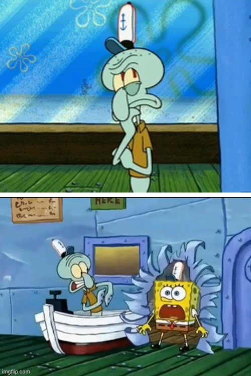 Squidward Thinking Blank Meme Template