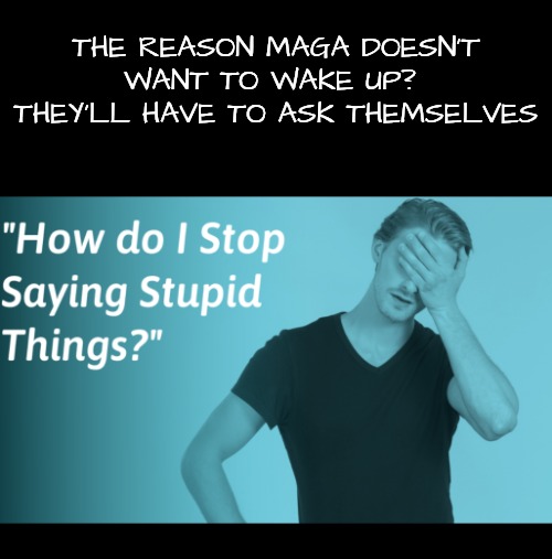 THE REASON MAGA DOESN'T WANT TO WAKE UP?  THEY'LL HAVE TO ASK THEMSELVES | made w/ Imgflip meme maker
