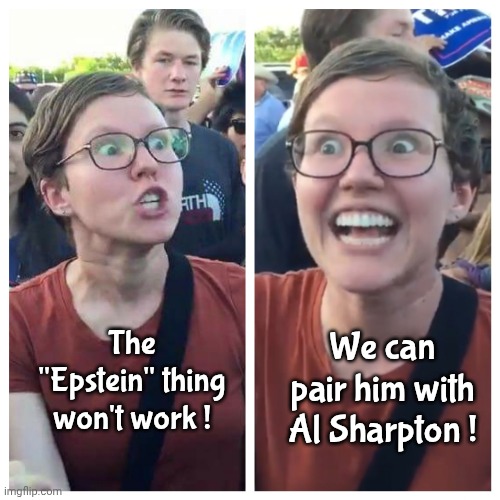 Social Justice Warrior Hypocrisy | The "Epstein" thing won't work ! We can pair him with Al Sharpton ! | image tagged in social justice warrior hypocrisy | made w/ Imgflip meme maker