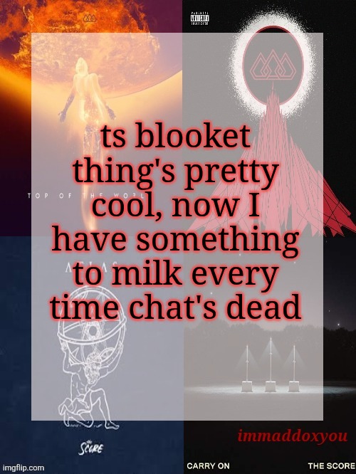 /j | ts blooket thing's pretty cool, now I have something to milk every time chat's dead | image tagged in immaddoxyou's epic asf the score announcement temp | made w/ Imgflip meme maker