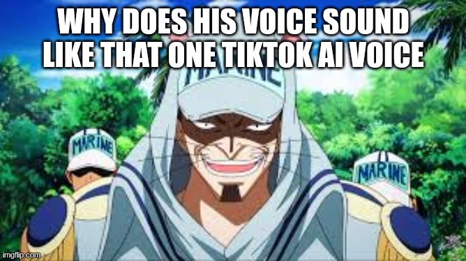 Am I the only one | WHY DOES HIS VOICE SOUND LIKE THAT ONE TIKTOK AI VOICE | image tagged in onepiece,question | made w/ Imgflip meme maker