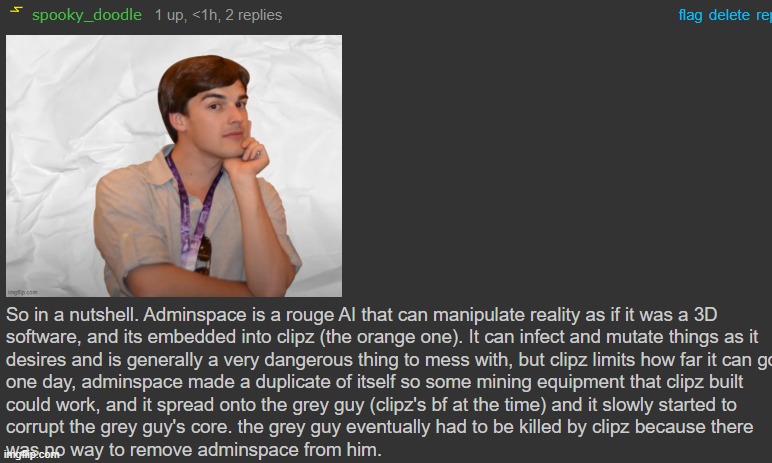 oc lore abt the dead guy for ppl who want it | made w/ Imgflip meme maker
