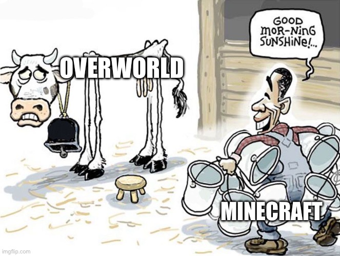 Good Morning Sunshine | OVERWORLD; MINECRAFT | image tagged in good morning sunshine | made w/ Imgflip meme maker