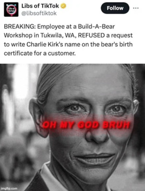 image tagged in oh my god bruh | made w/ Imgflip meme maker