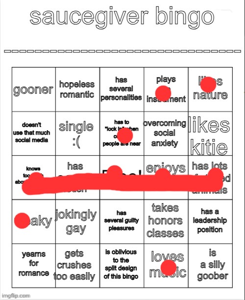 saucegiver bingo | image tagged in saucegiver bingo | made w/ Imgflip meme maker