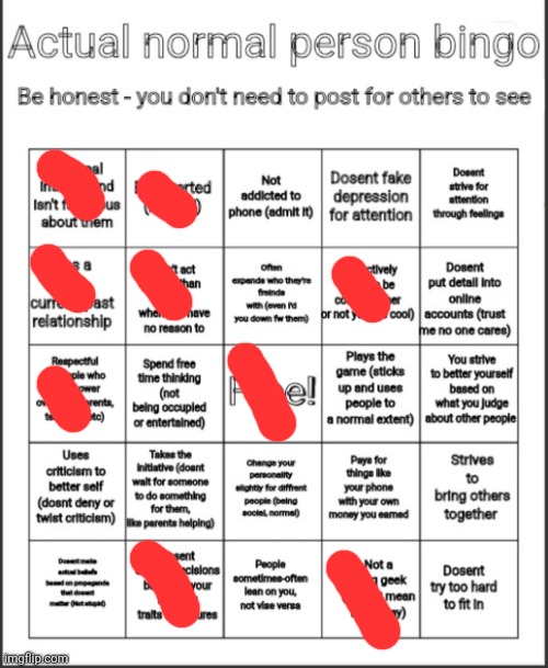 image tagged in actual normal person bingo | made w/ Imgflip meme maker