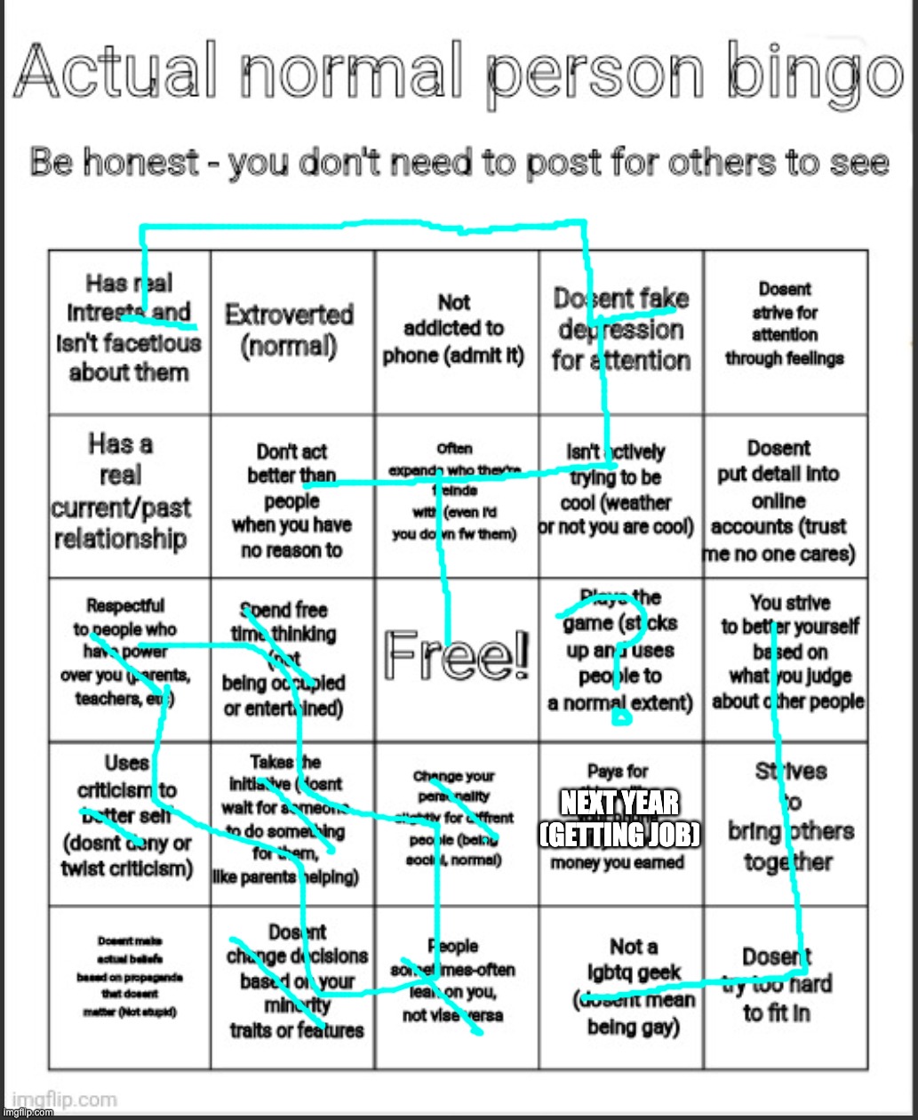 NEXT YEAR (GETTING JOB) | image tagged in actual normal person bingo | made w/ Imgflip meme maker