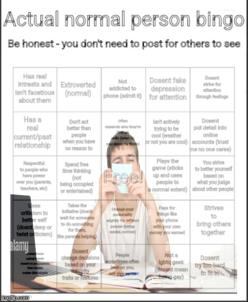 image tagged in actual normal person bingo | made w/ Imgflip meme maker