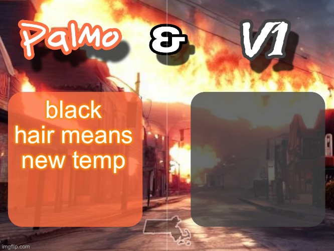 Palmo & V1 Shared Temp | black hair means new temp | image tagged in palmo v1 shared temp | made w/ Imgflip meme maker