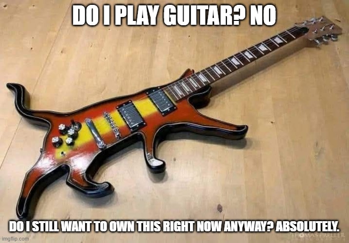 This has to be one of the greatest human inventions of all time | DO I PLAY GUITAR? NO; DO I STILL WANT TO OWN THIS RIGHT NOW ANYWAY? ABSOLUTELY. | image tagged in guitar,cat guitar | made w/ Imgflip meme maker