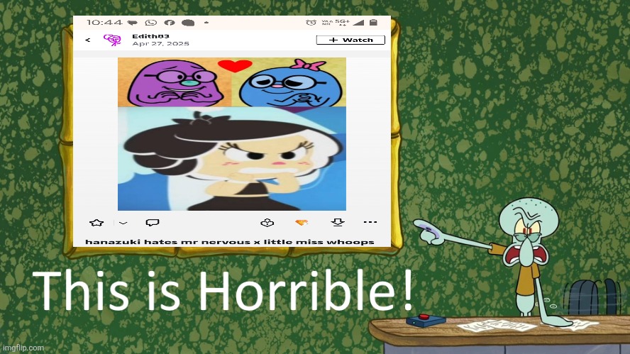 Ship is ship(explanation in the comments) | image tagged in squidward says x is horrible,ship,mr men,little miss,deviantart,oh wow are you actually reading these tags | made w/ Imgflip meme maker