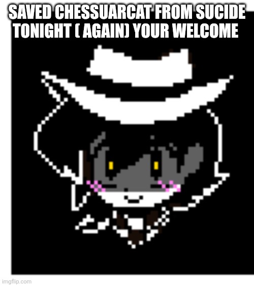 Why is everyone trying to commit suicide today? | SAVED CHESSUARCAT FROM SUCIDE TONIGHT ( AGAIN) YOUR WELCOME | made w/ Imgflip meme maker